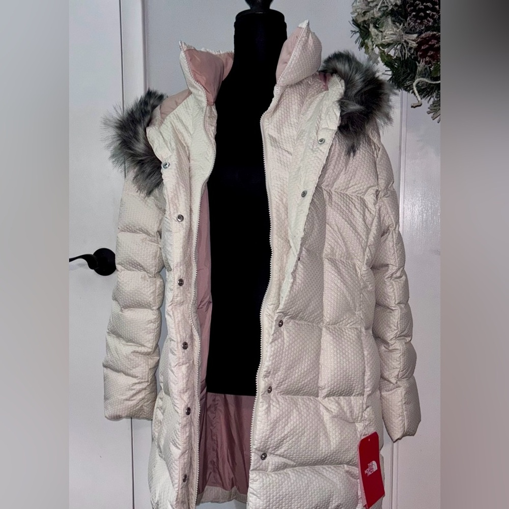 💕 NWT The North Face Hey Mama Parkina Coat XL White Faux Fur Hood!